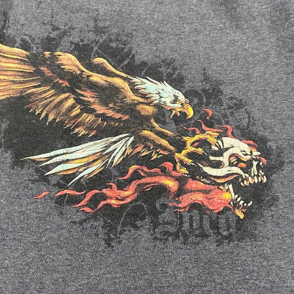 🔥🔥Vintage JNCO Eagle Skull Flame T Shirt Mens Medium Y/K rave skate JNCO JEANS - Picture 3 of 9